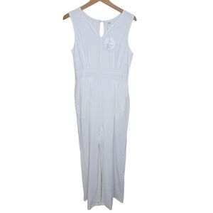 NWT Anrabess White Sleeveless Jumpsuit Smocked Upper Size Medium